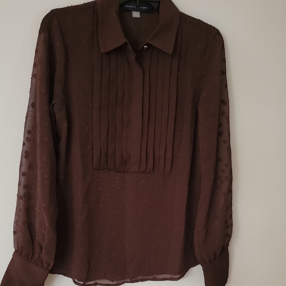 TOMMY HILFINGER/BLOUSE/Chocolate Brown/Small